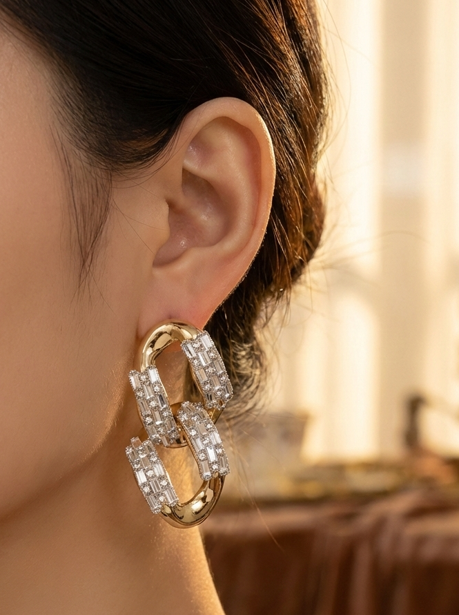 Crystal Double-Link Earring