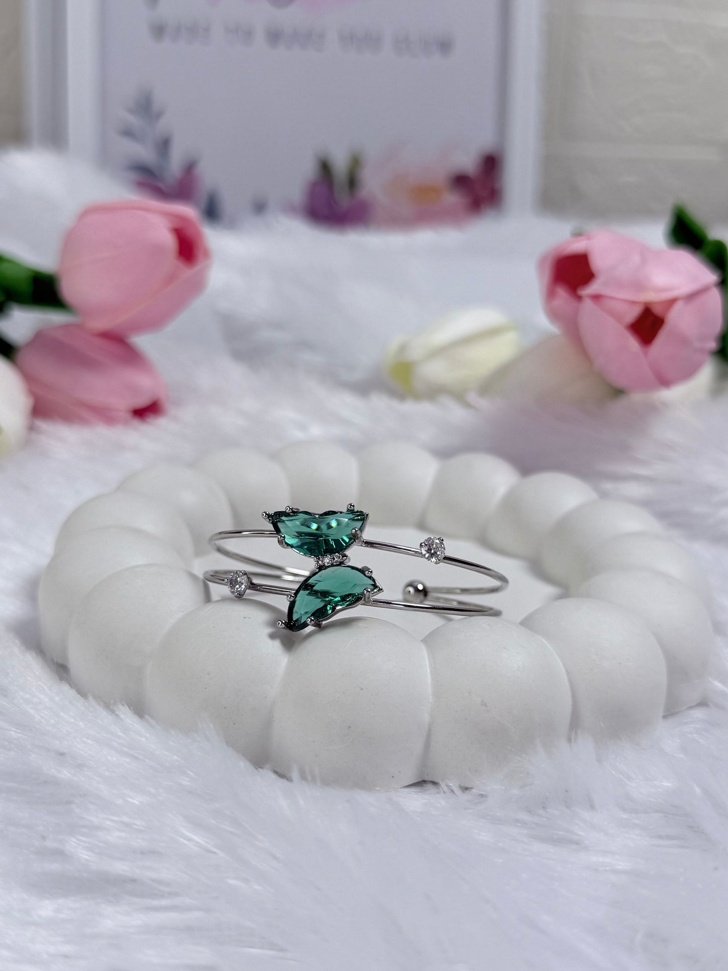 Adjustable Silver Crystal Butterfly Bracelet | Anti-Tarnish