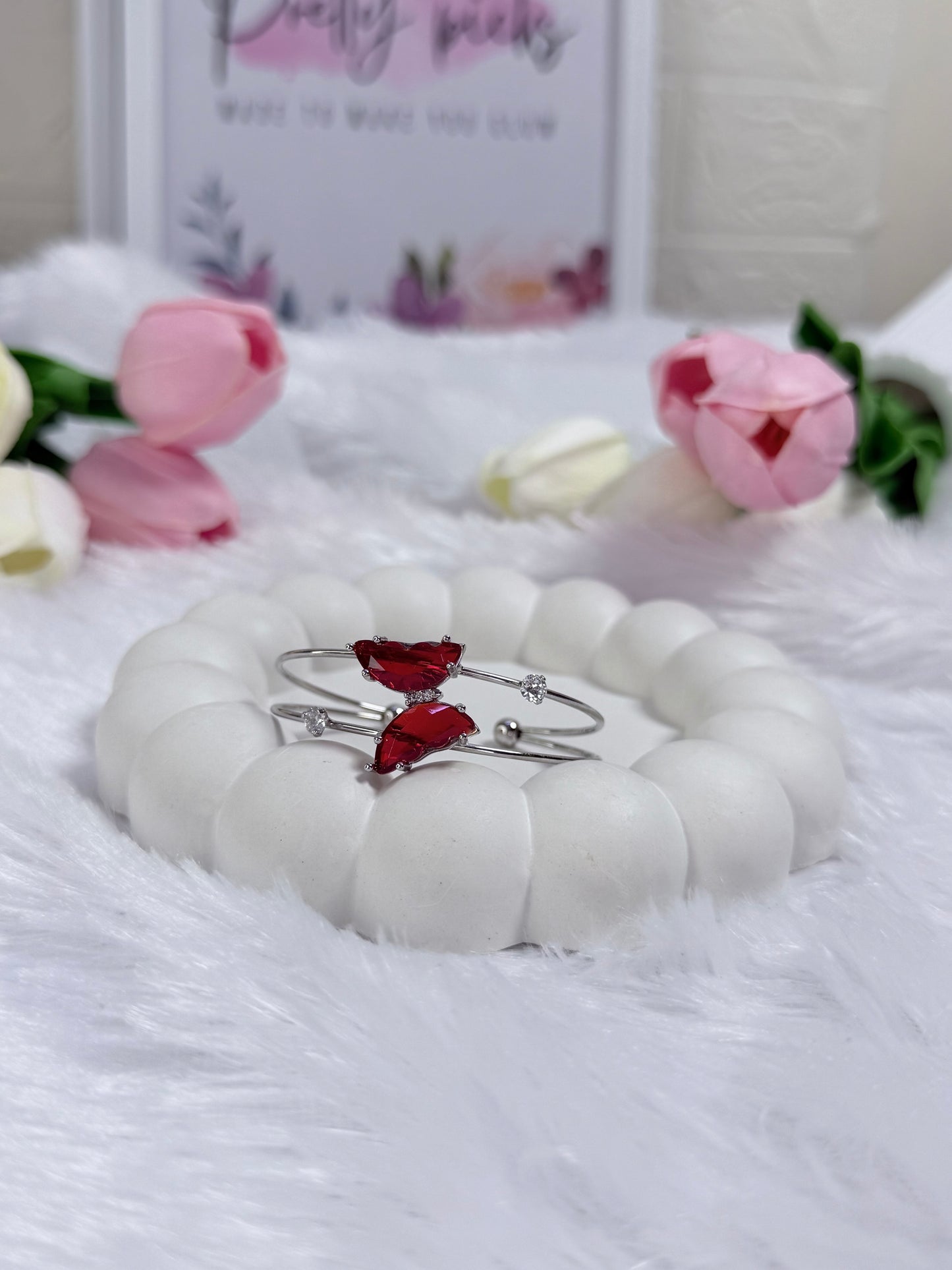 Adjustable Silver Crystal Butterfly Bracelet | Anti-Tarnish