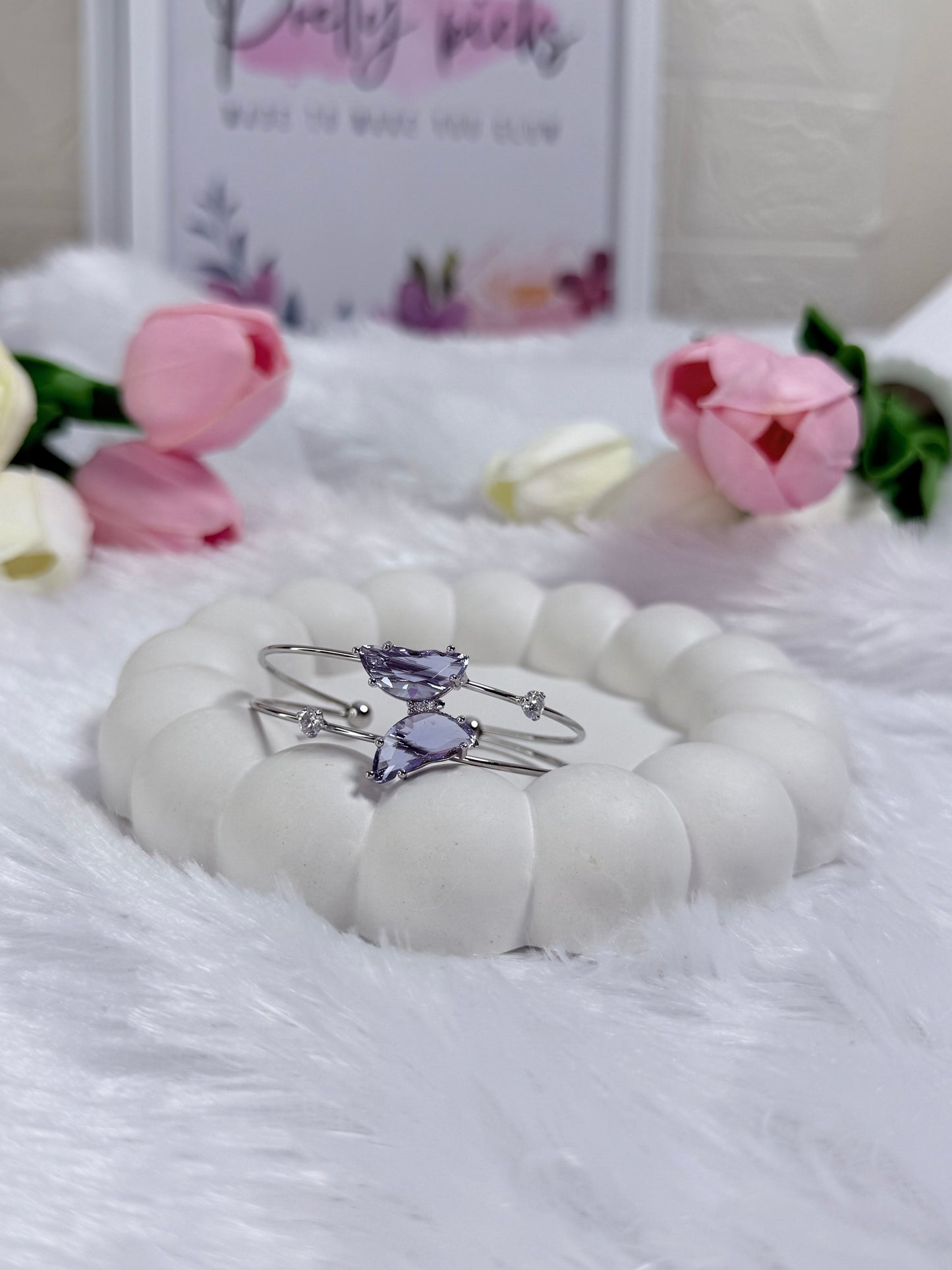 Adjustable Silver Crystal Butterfly Bracelet | Anti-Tarnish