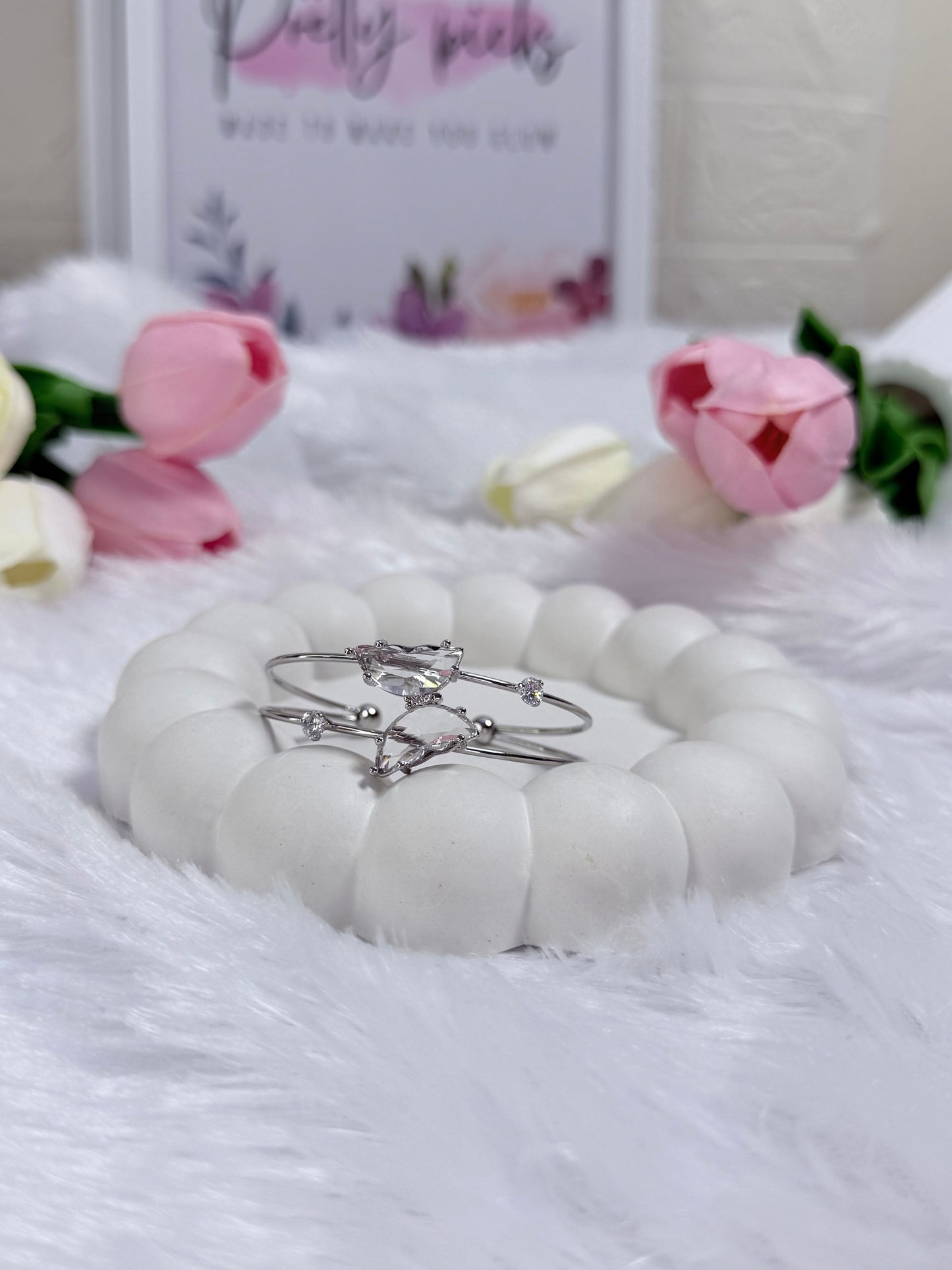 Adjustable Silver Crystal Butterfly Bracelet | Anti-Tarnish