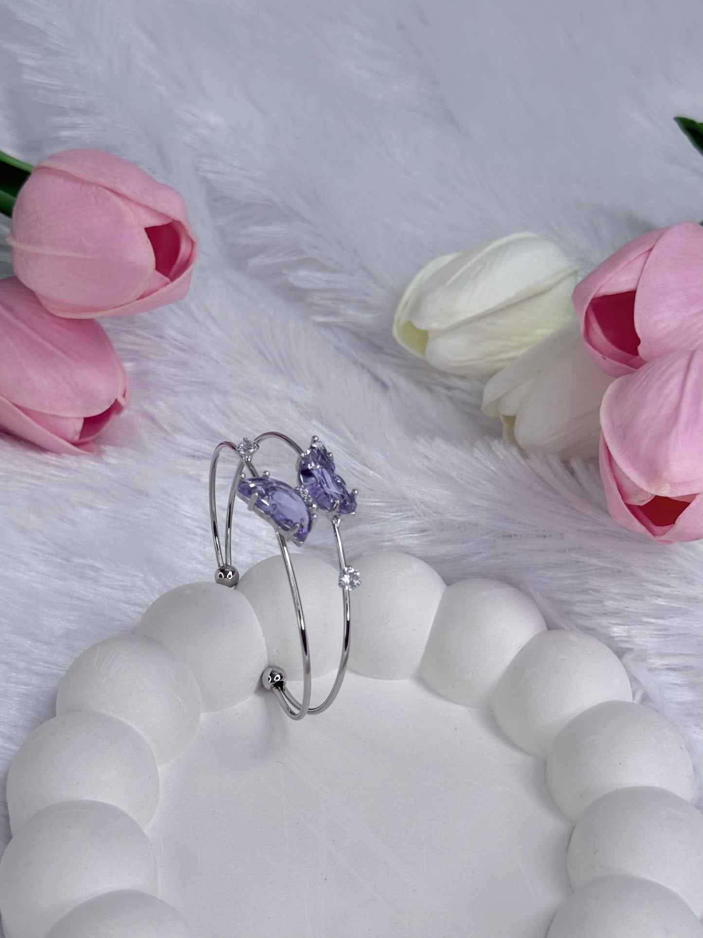 Adjustable Silver Crystal Butterfly Bracelet | Anti-Tarnish