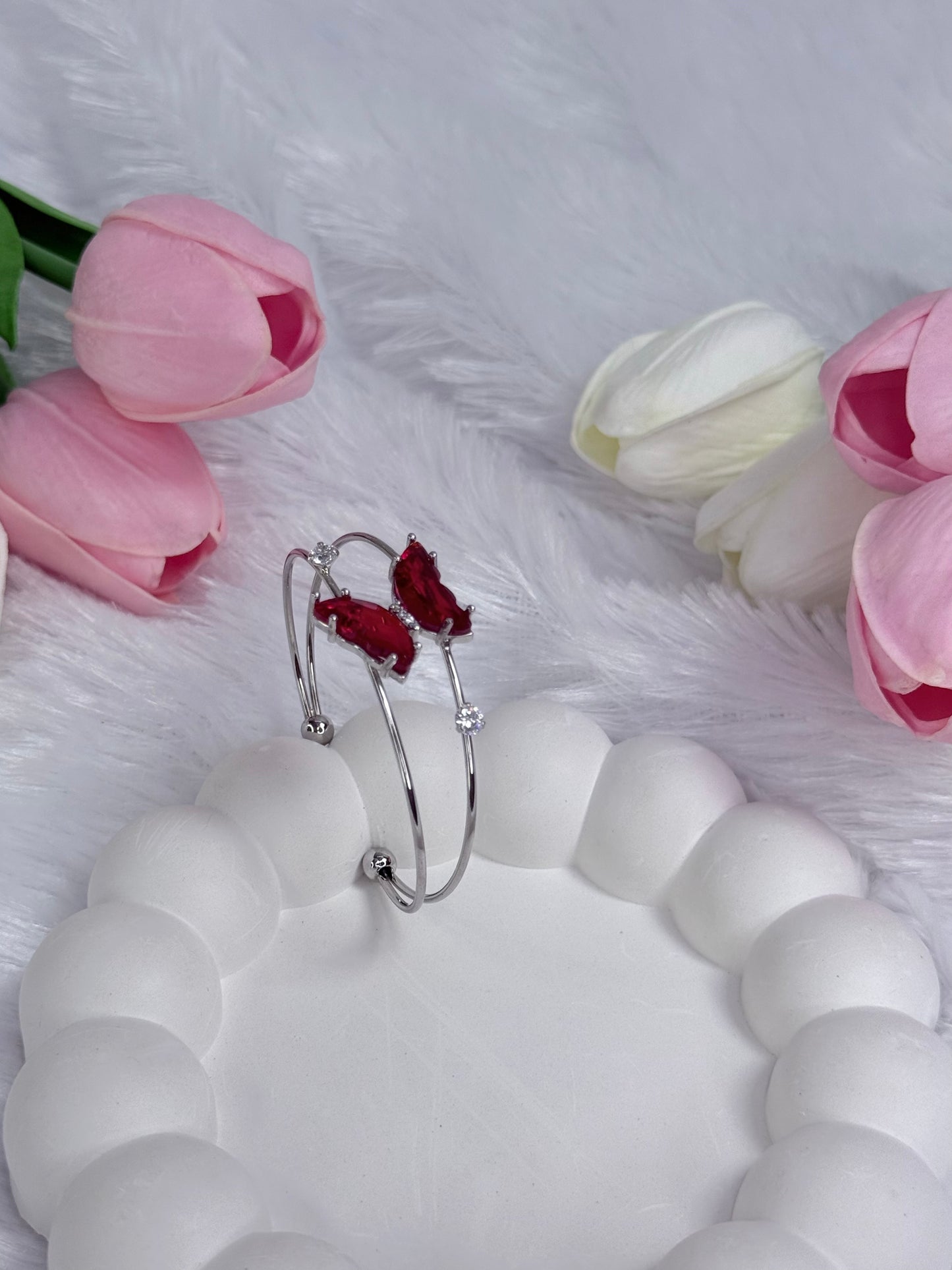 Adjustable Silver Crystal Butterfly Bracelet | Anti-Tarnish