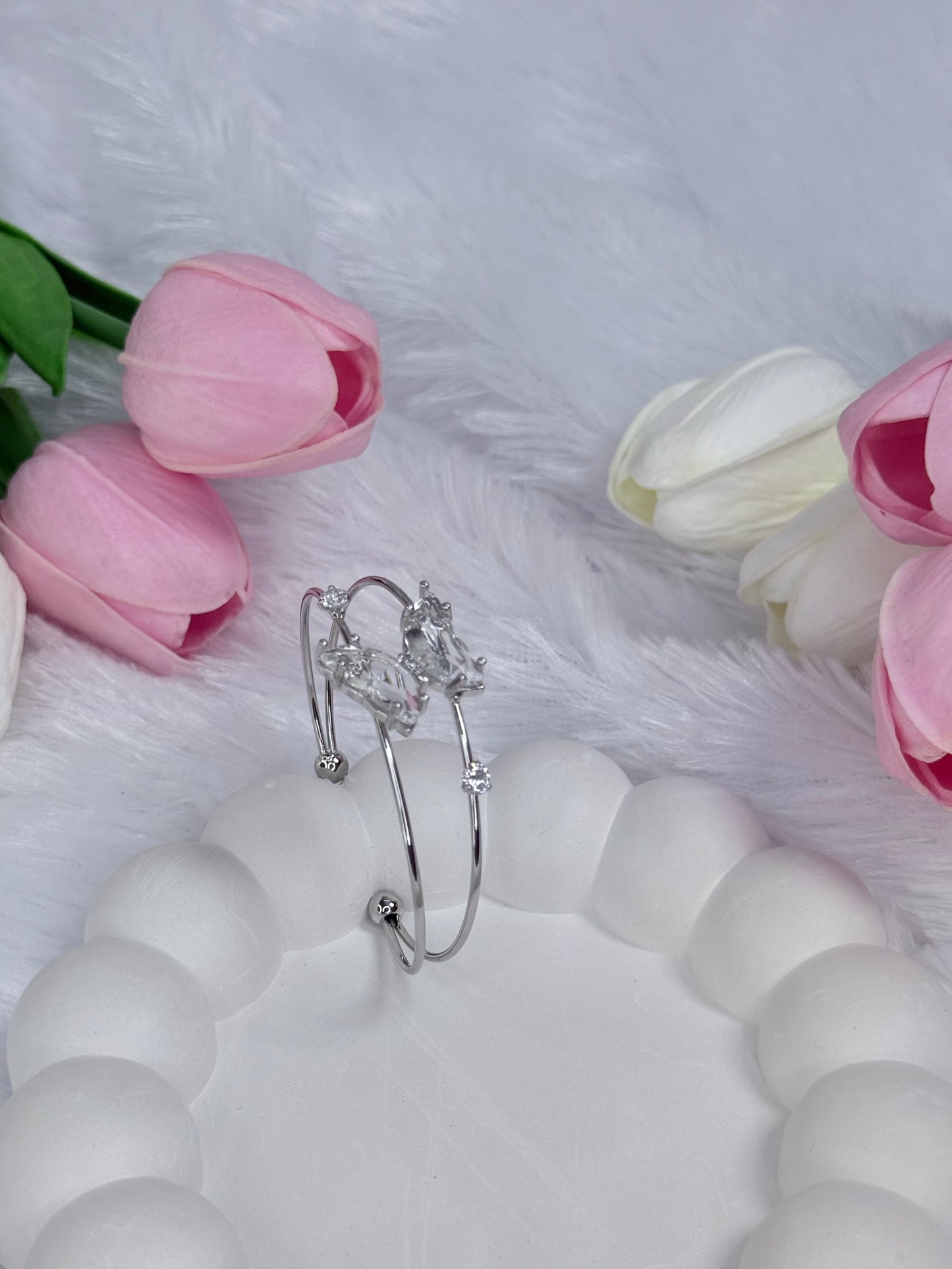 Adjustable Silver Crystal Butterfly Bracelet | Anti-Tarnish