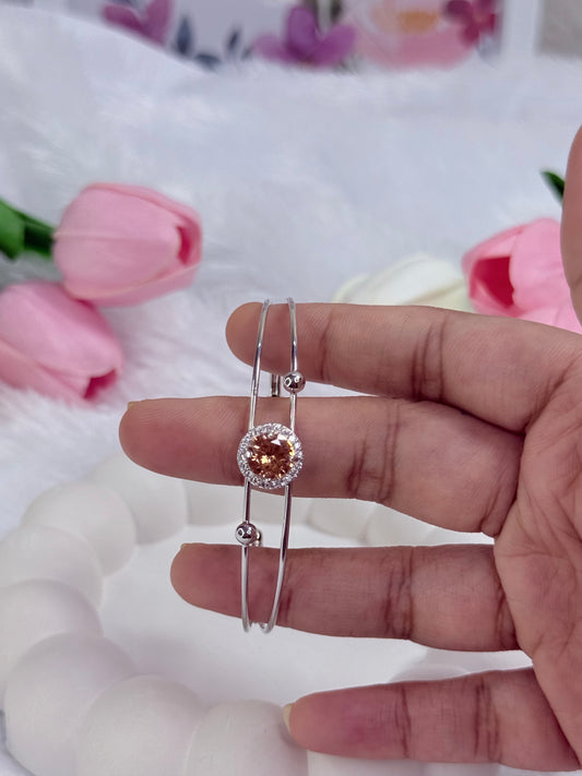 Silver Rounded Bracelet with Gem stoned  | Adjustable Bracelet