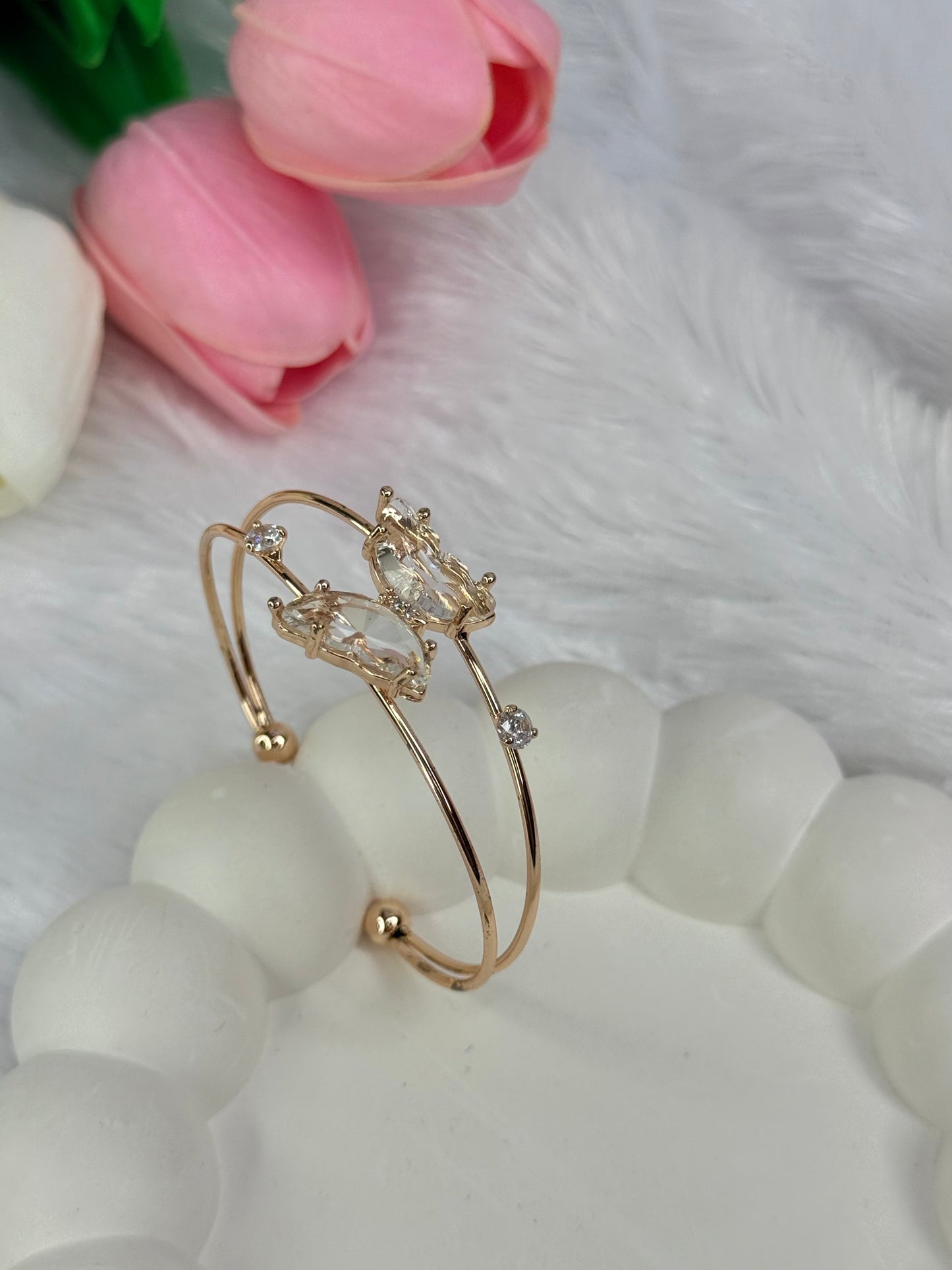 Gold Adjustable Crystal Butterfly Bracelet | Anti-Tarnish