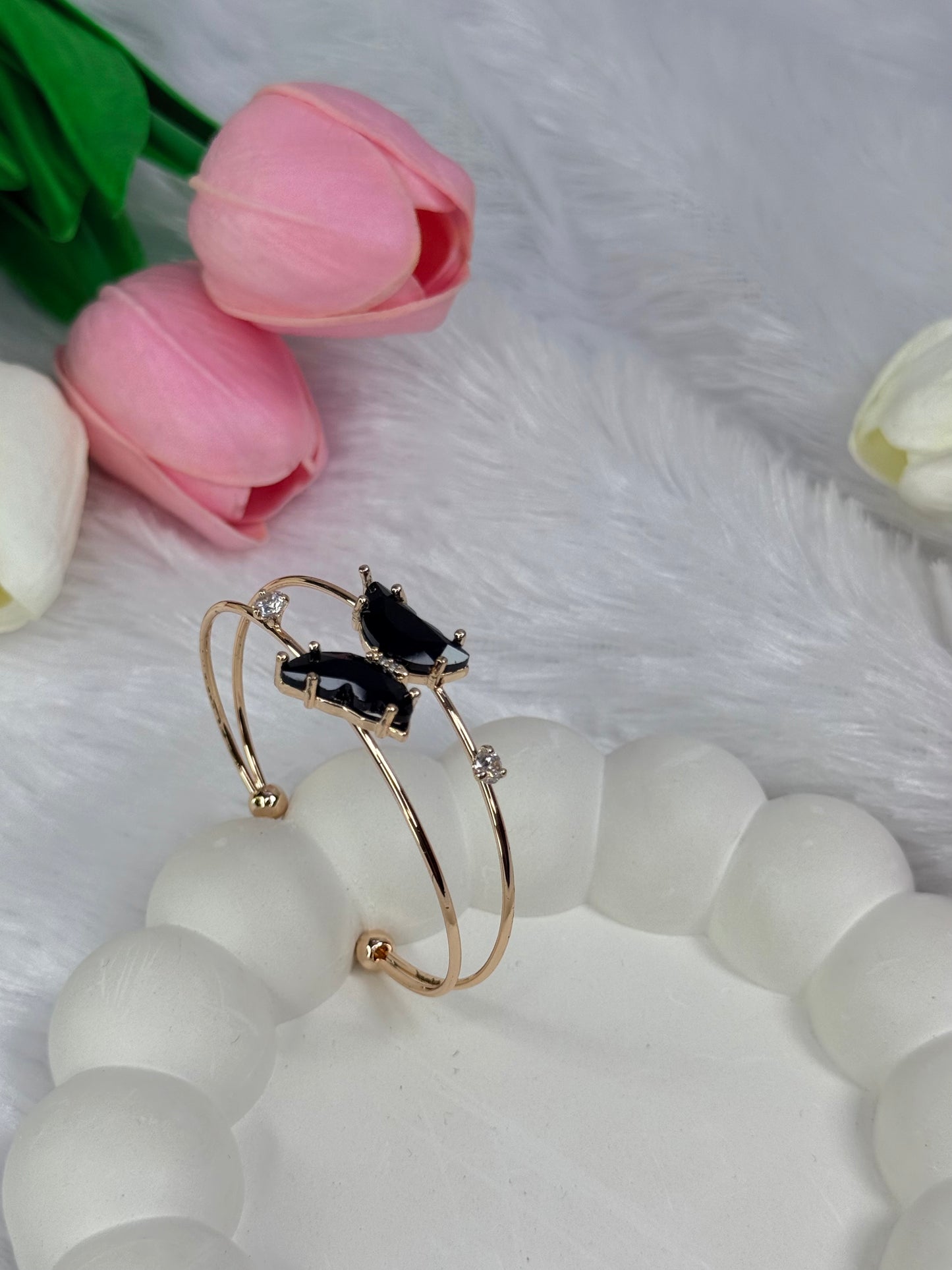 Gold Adjustable Crystal Butterfly Bracelet | Anti-Tarnish