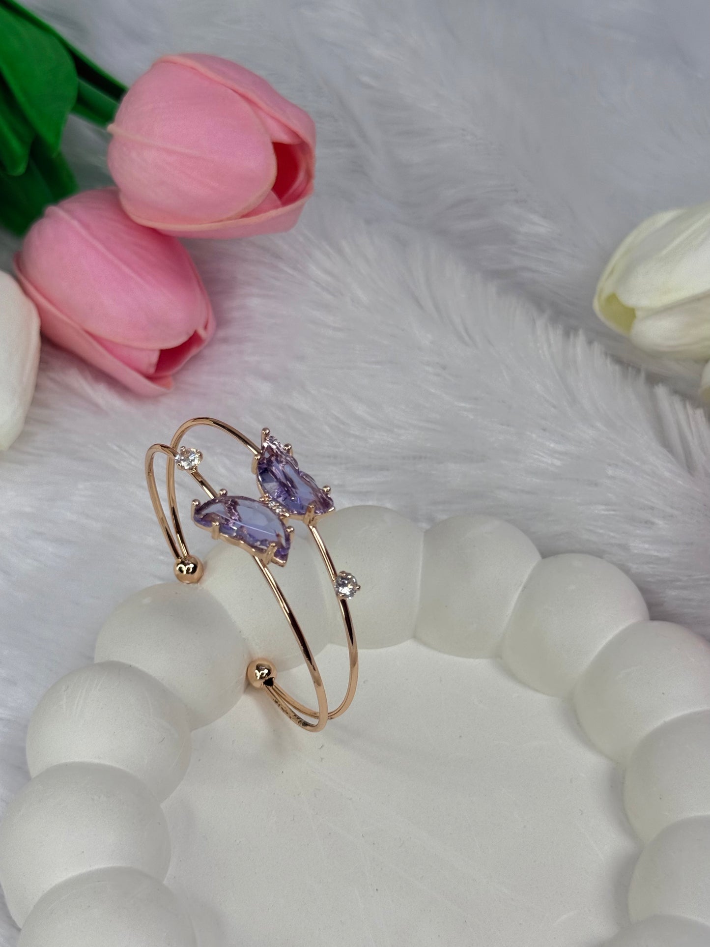 Gold Adjustable Crystal Butterfly Bracelet | Anti-Tarnish