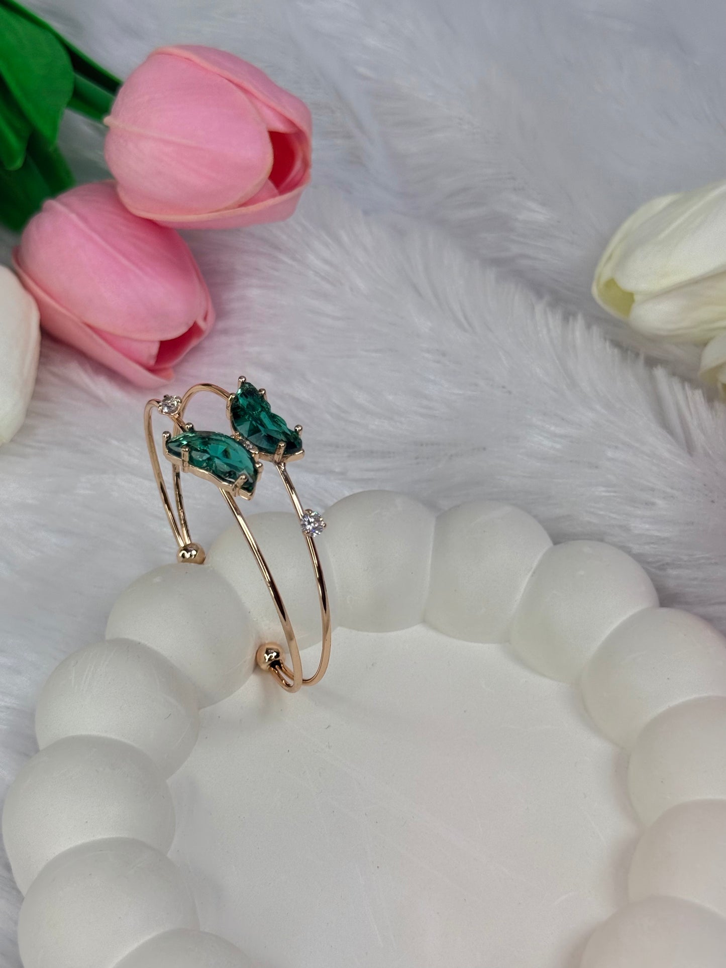 Gold Adjustable Crystal Butterfly Bracelet | Anti-Tarnish