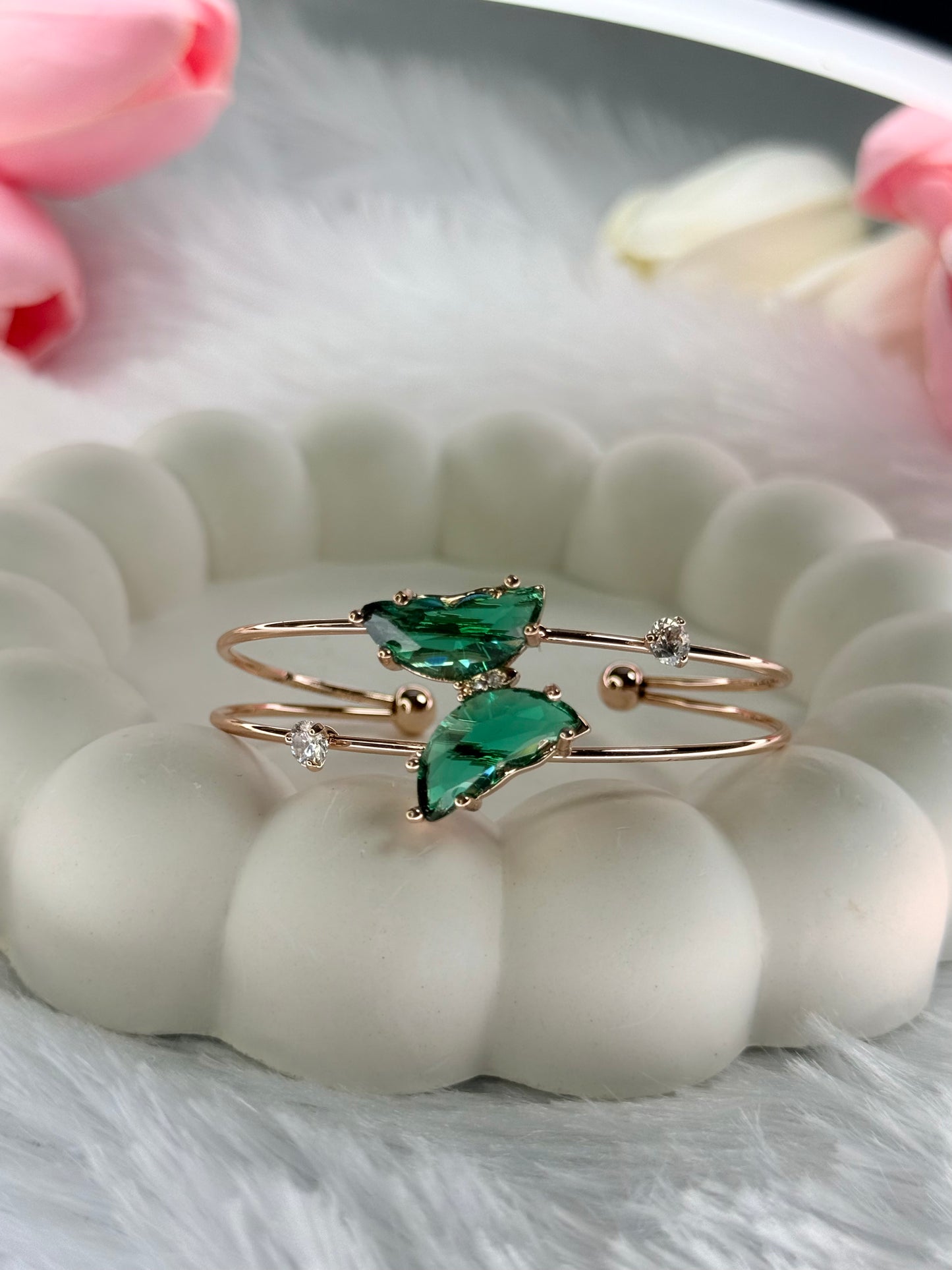 Gold Adjustable Crystal Butterfly Bracelet | Anti-Tarnish