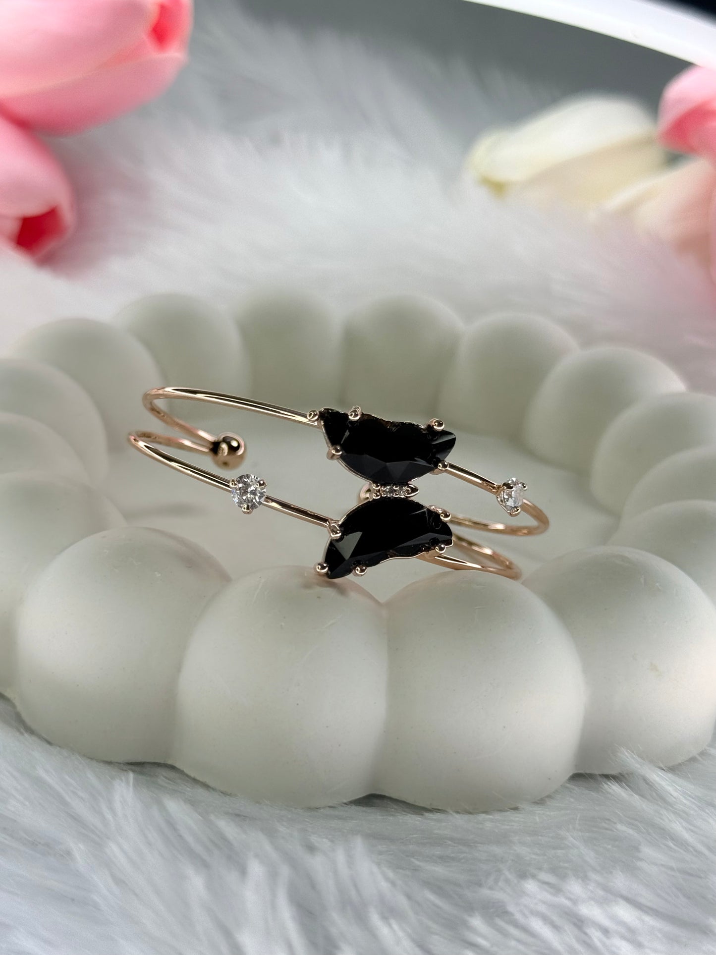 Gold Adjustable Crystal Butterfly Bracelet | Anti-Tarnish