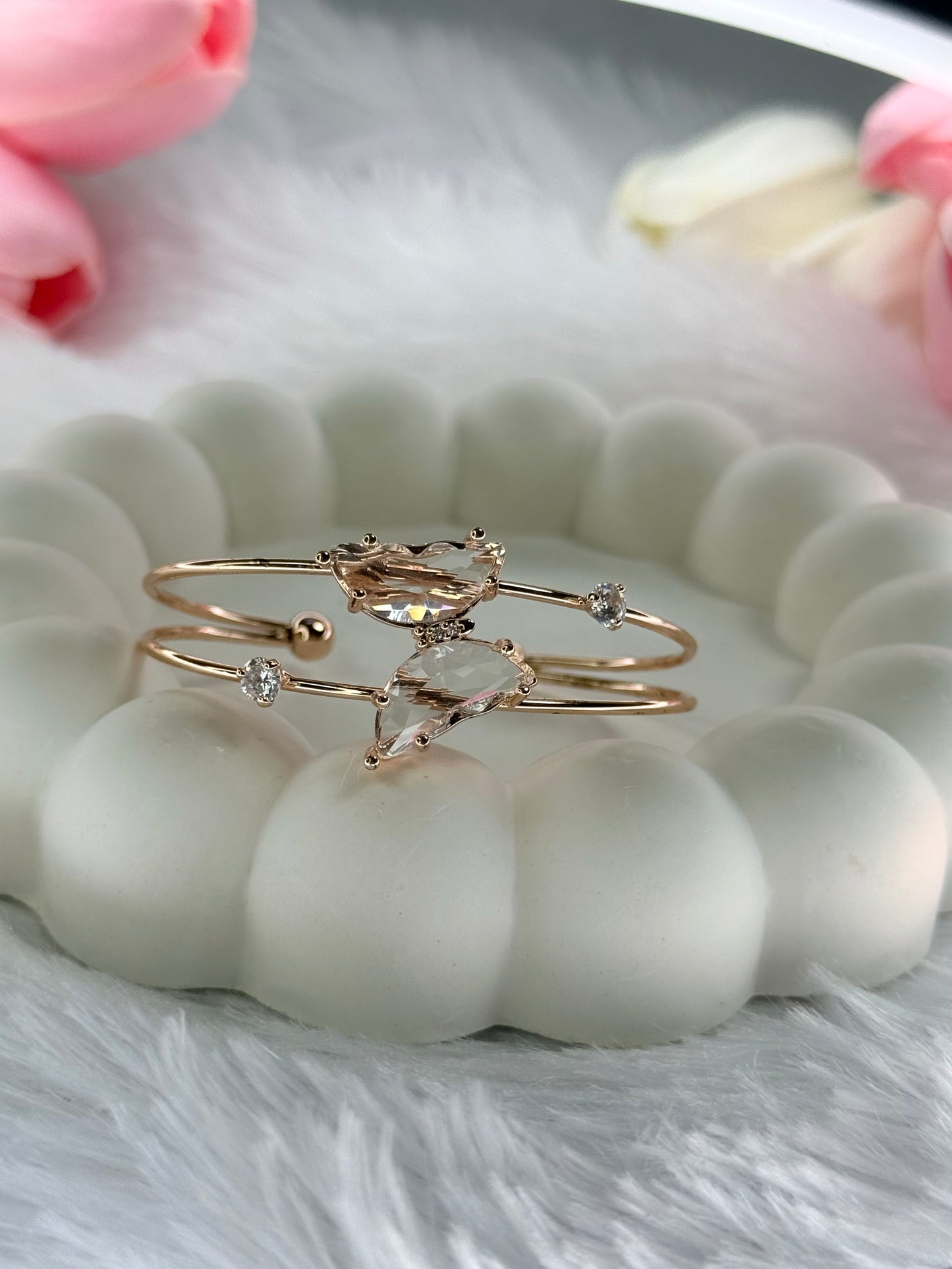 Gold Adjustable Crystal Butterfly Bracelet | Anti-Tarnish