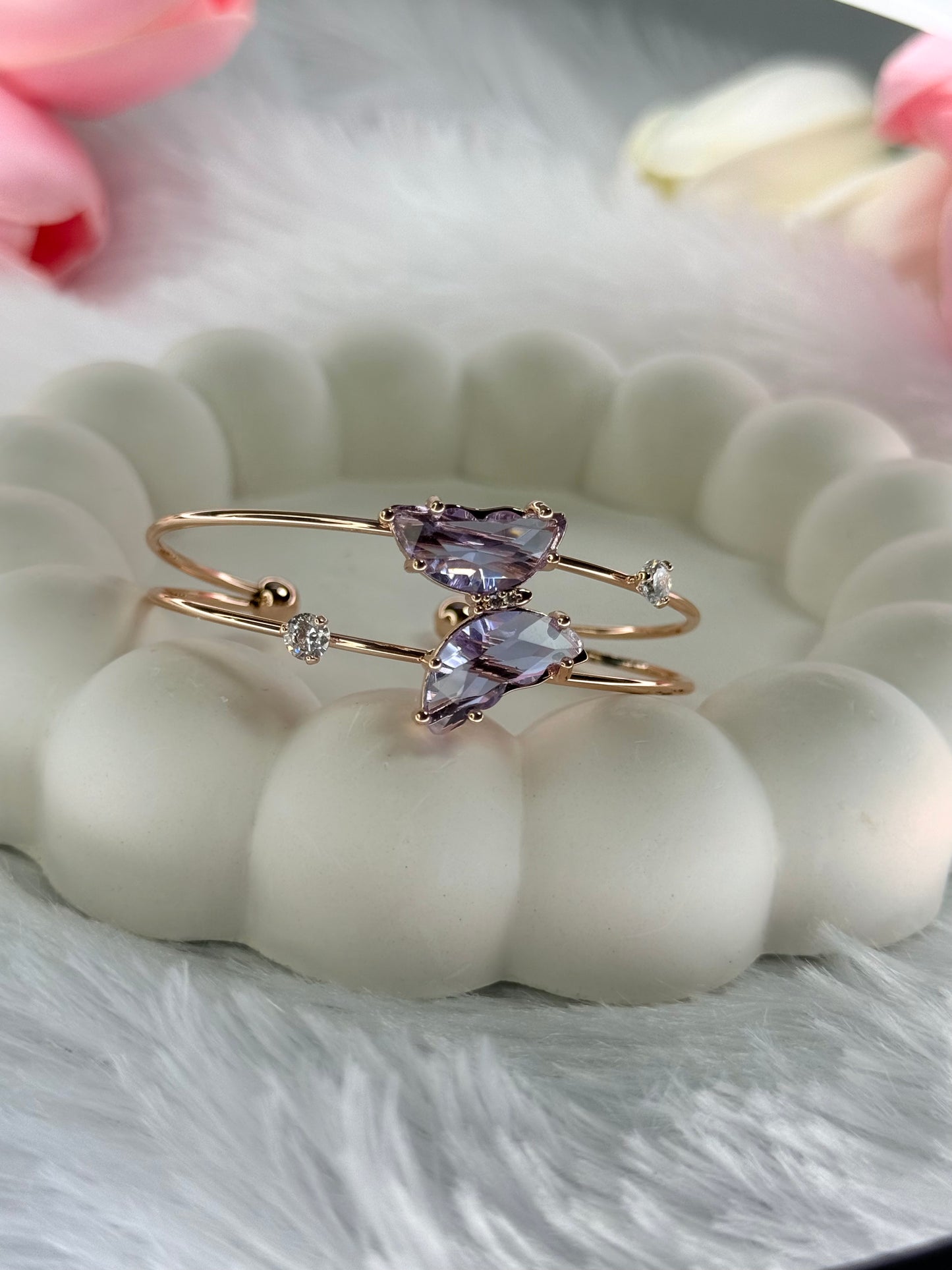 Gold Adjustable Crystal Butterfly Bracelet | Anti-Tarnish