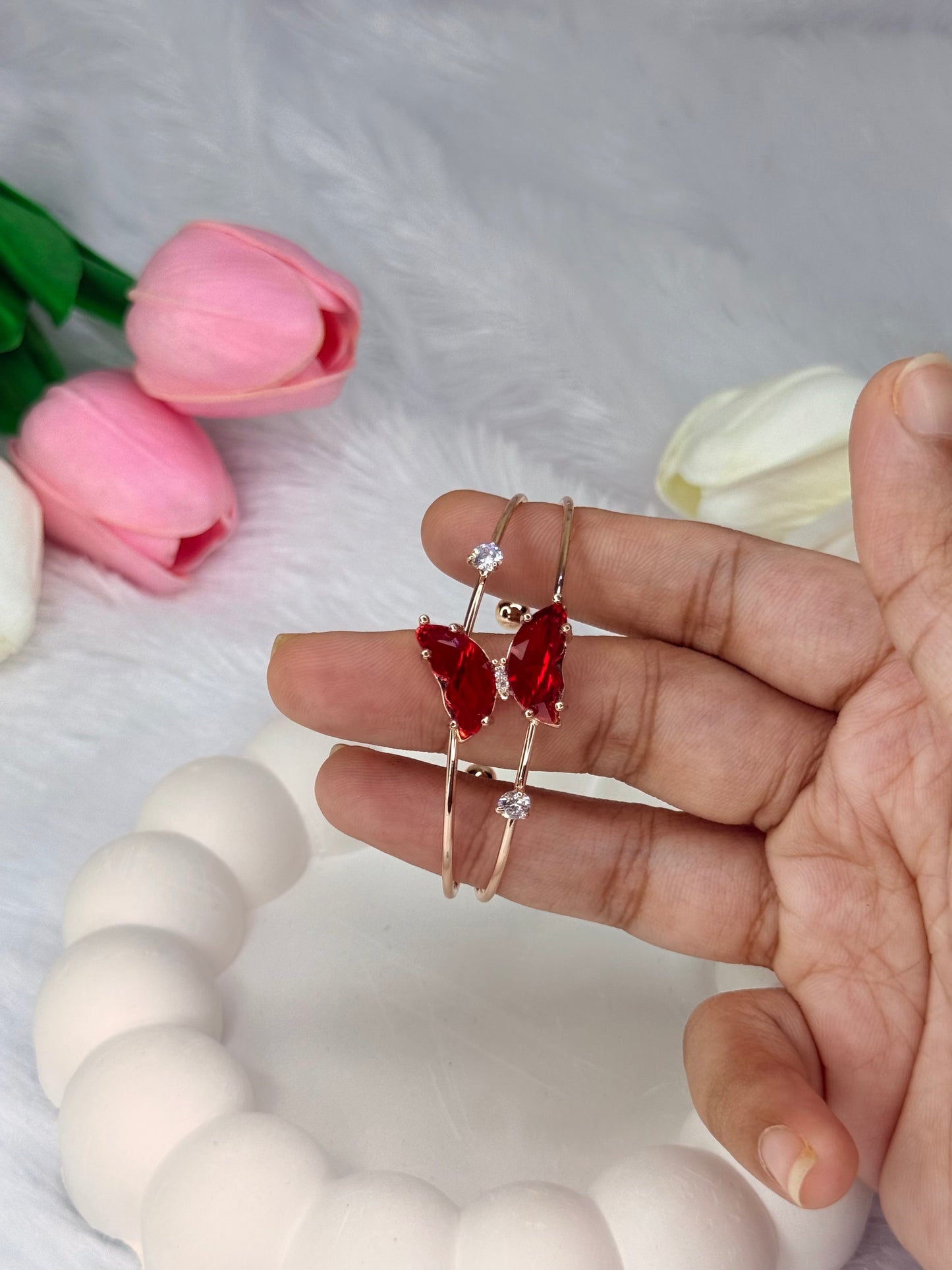 Gold Adjustable Crystal Butterfly Bracelet | Anti-Tarnish