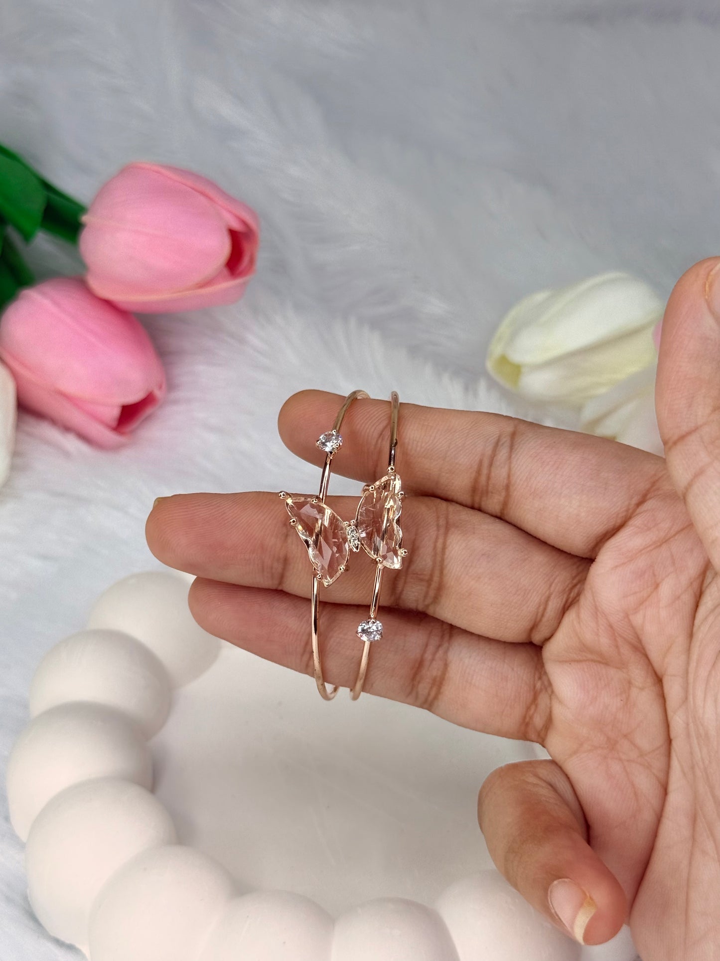 Gold Adjustable Crystal Butterfly Bracelet | Anti-Tarnish