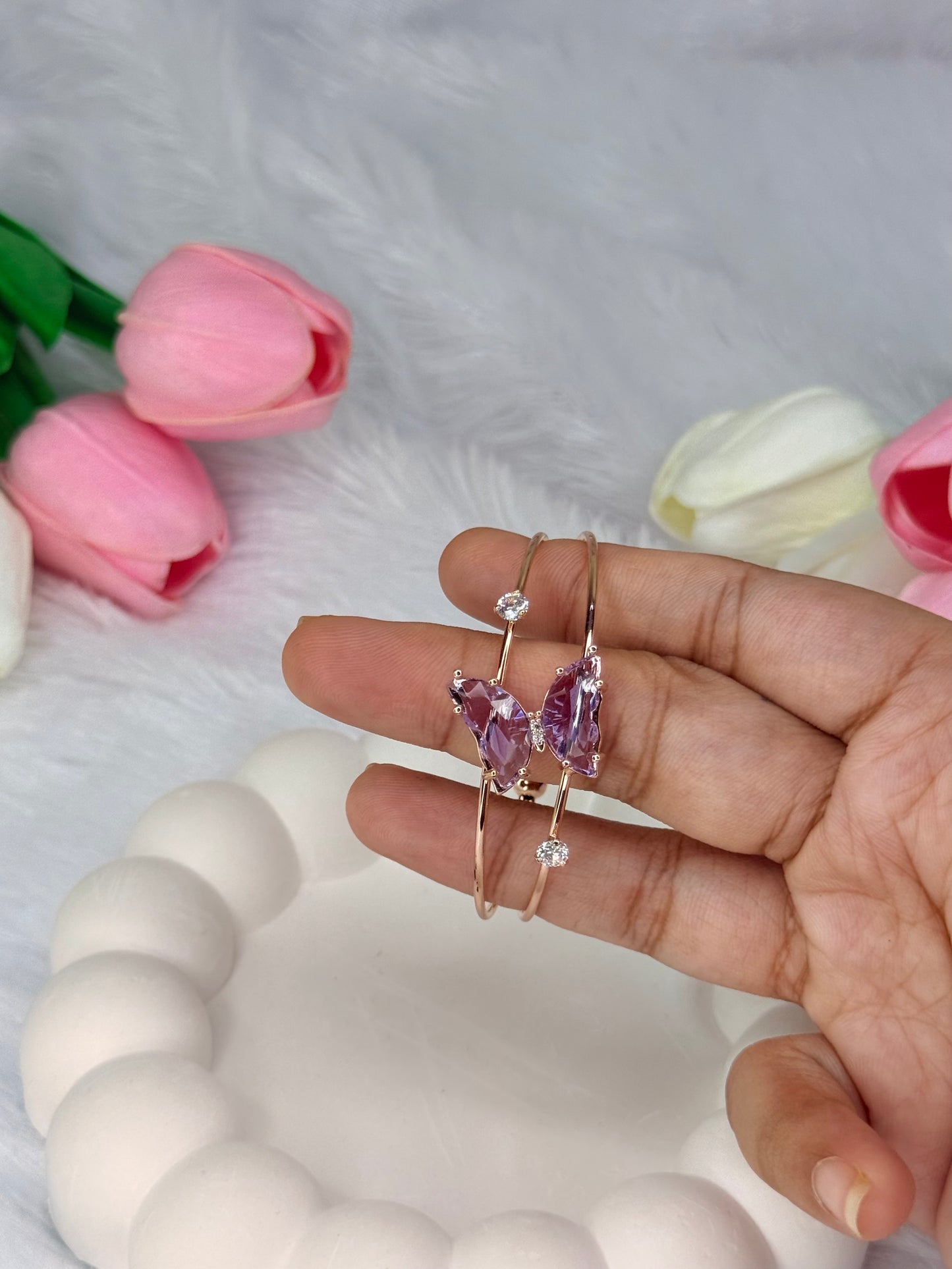 Gold Adjustable Crystal Butterfly Bracelet | Anti-Tarnish