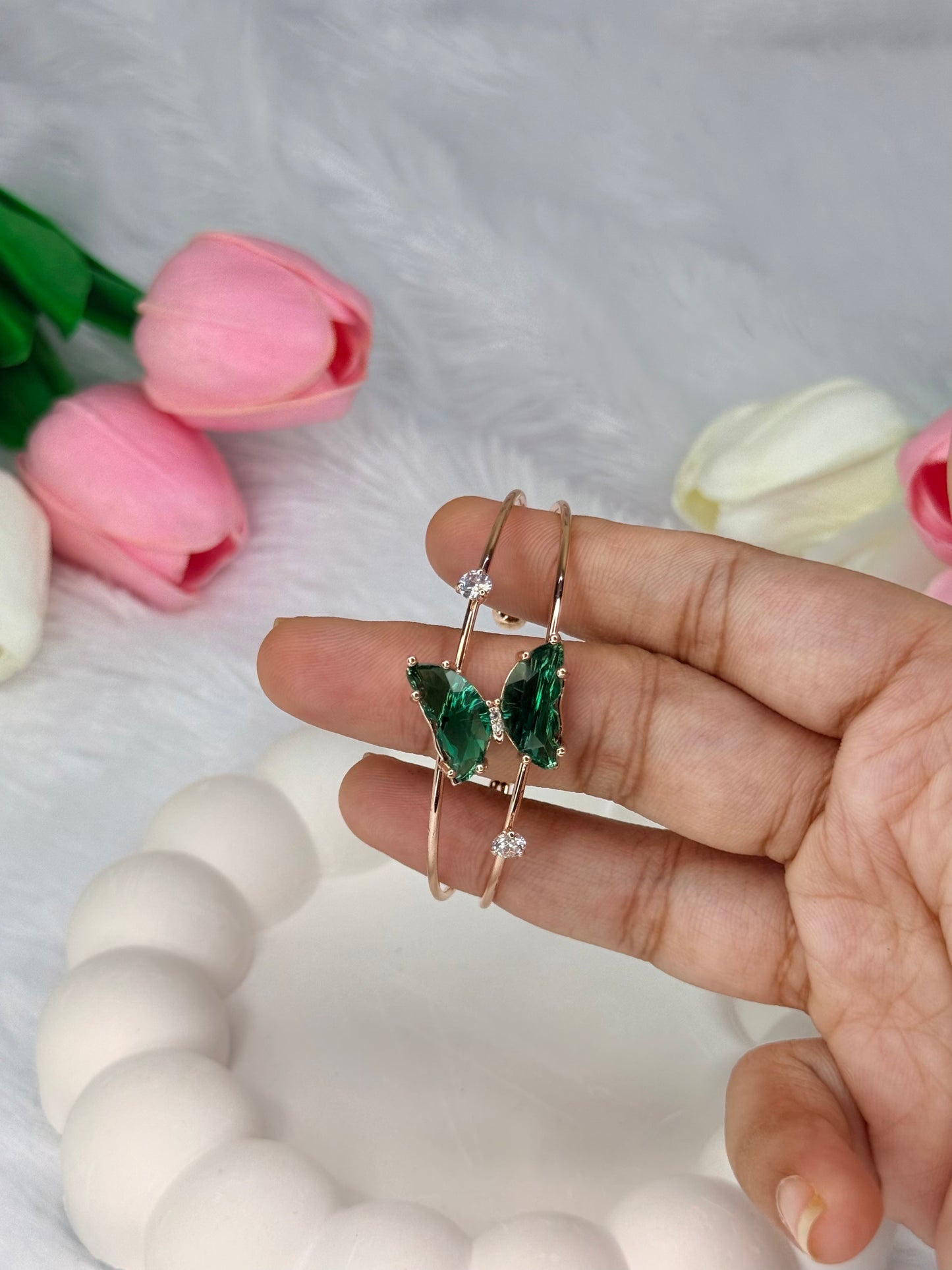 Gold Adjustable Crystal Butterfly Bracelet | Anti-Tarnish