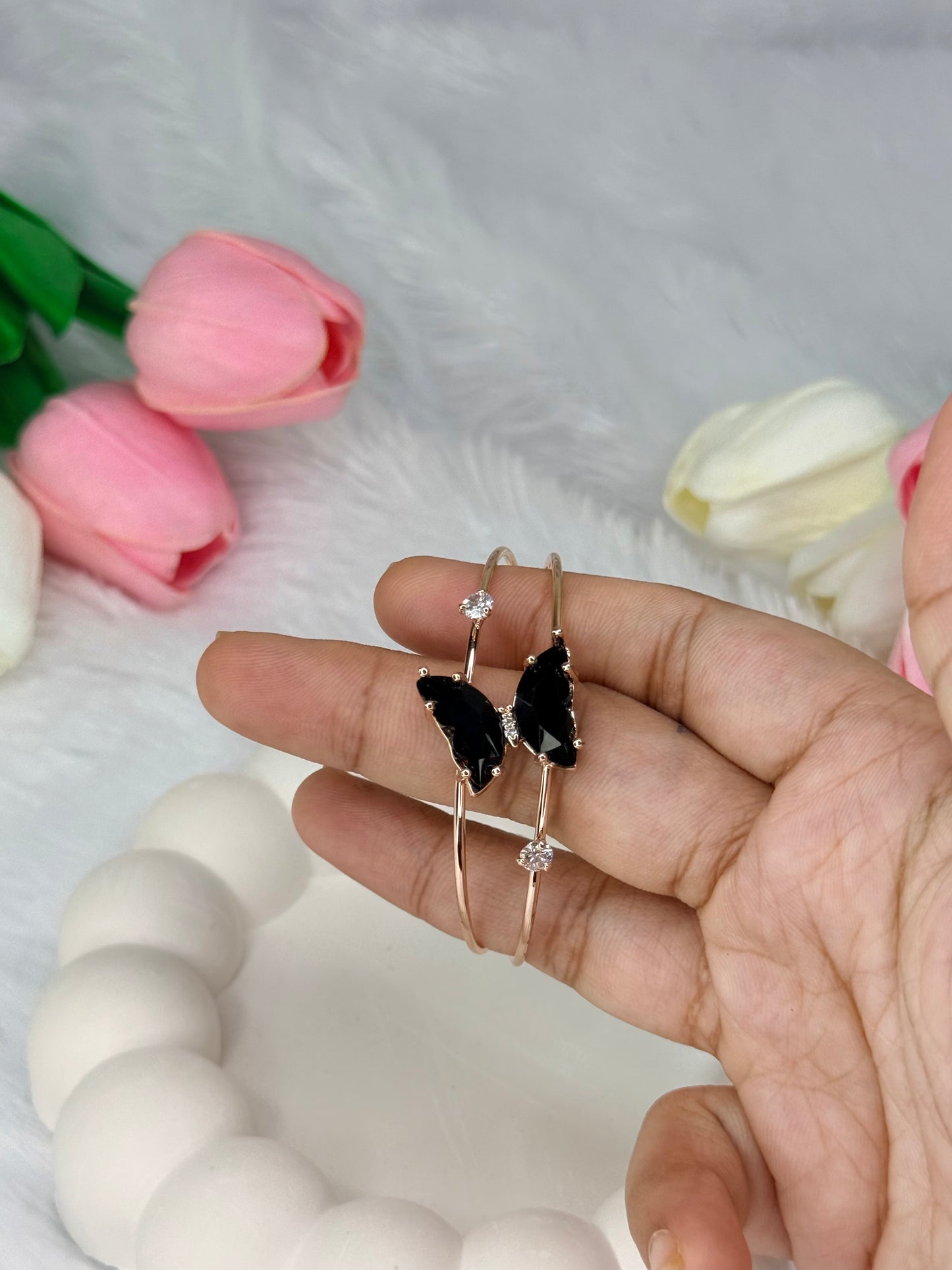 Gold Adjustable Crystal Butterfly Bracelet | Anti-Tarnish