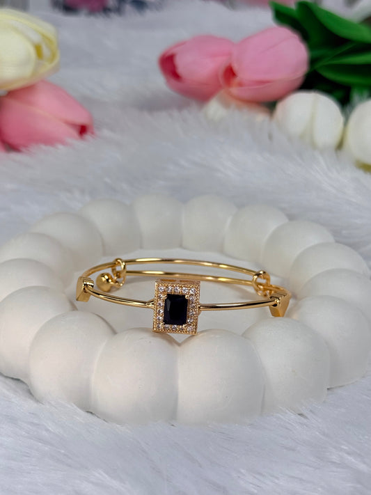 Gold Plated Square Gem stone Kada   | Adjustable