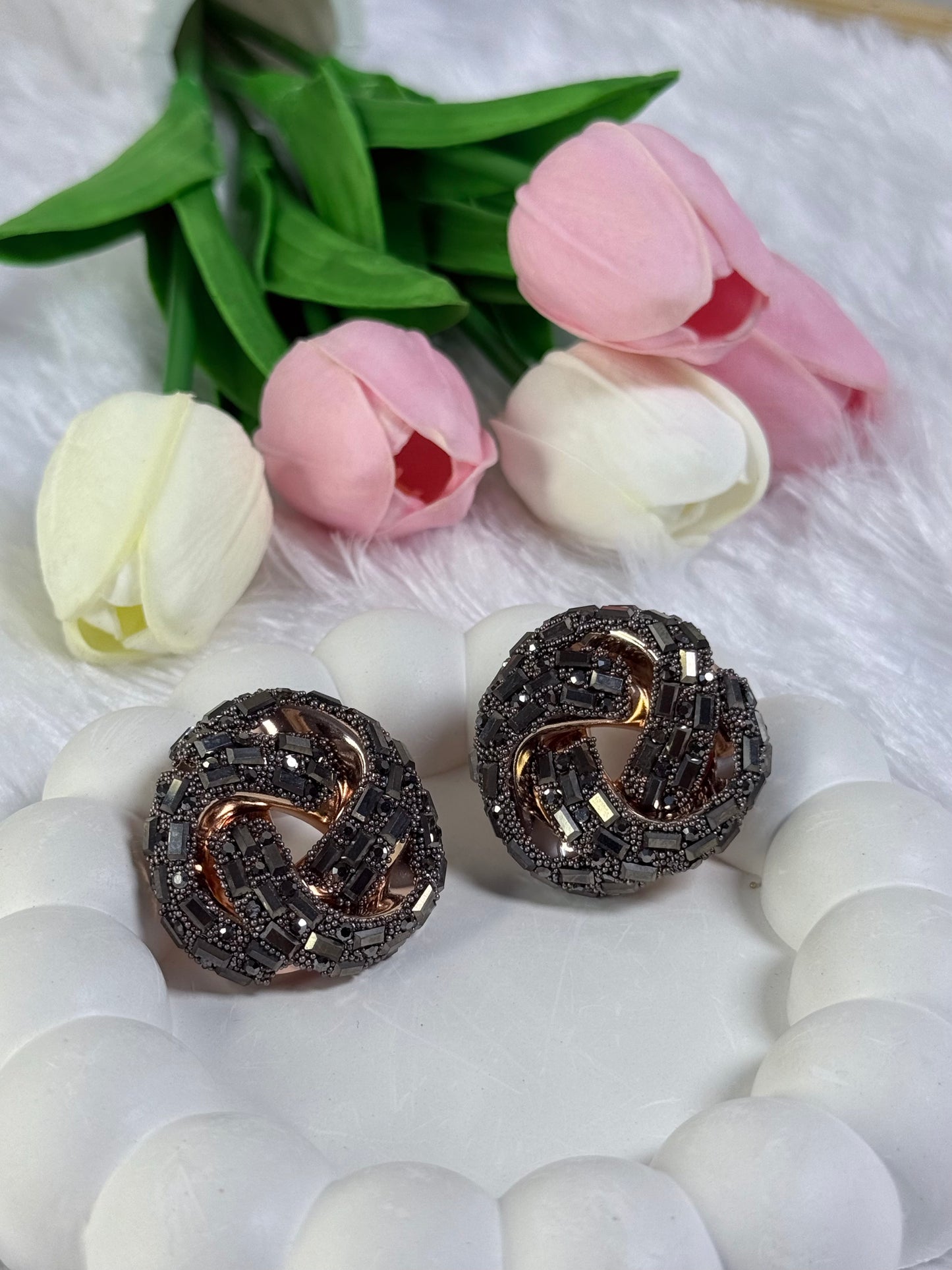 Spiral Shaped stoned earing