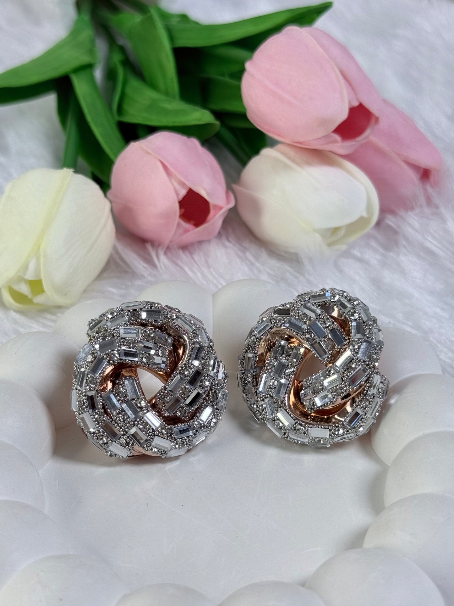 Spiral Shaped stoned earing