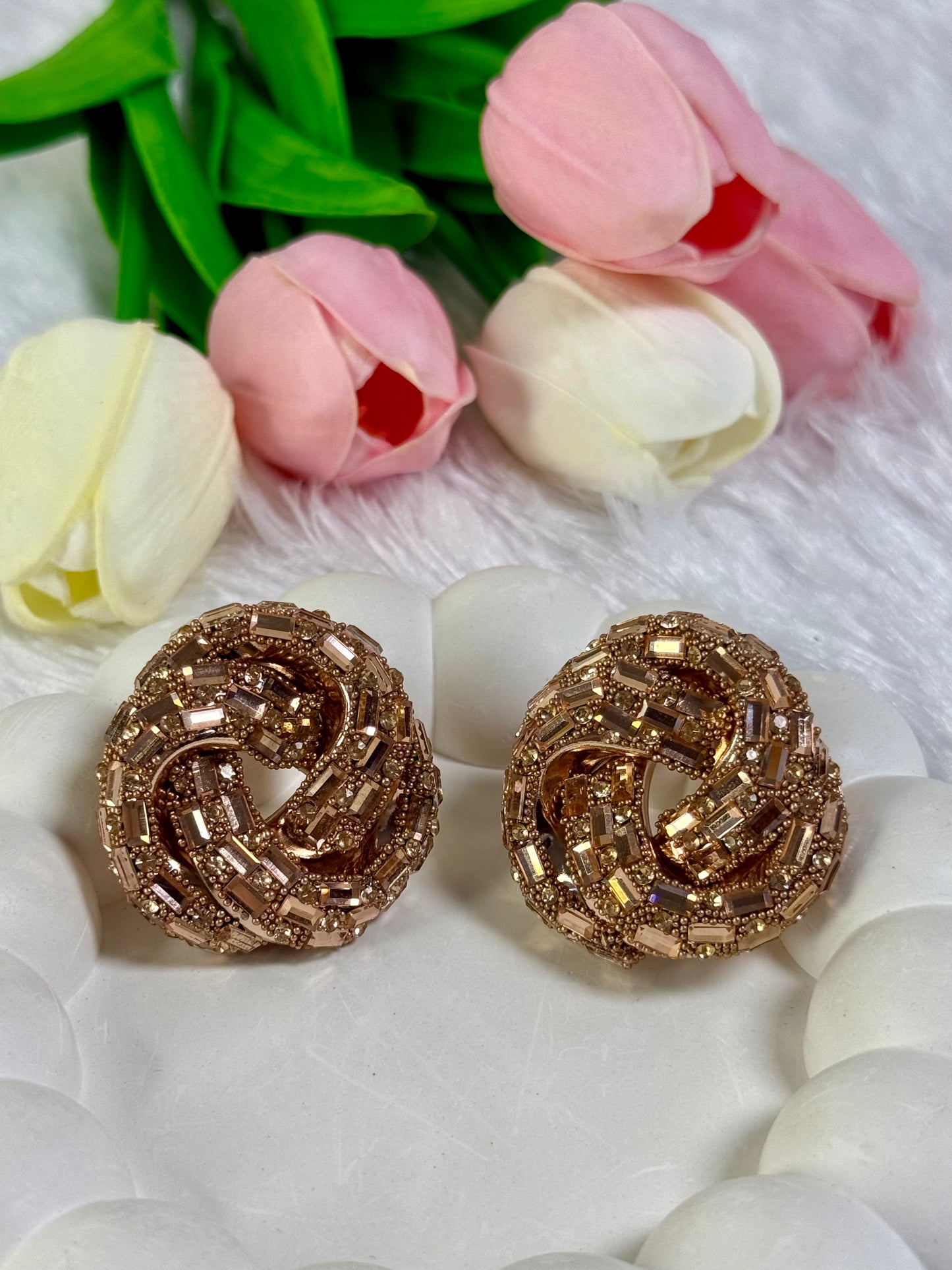 Spiral Shaped stoned earing