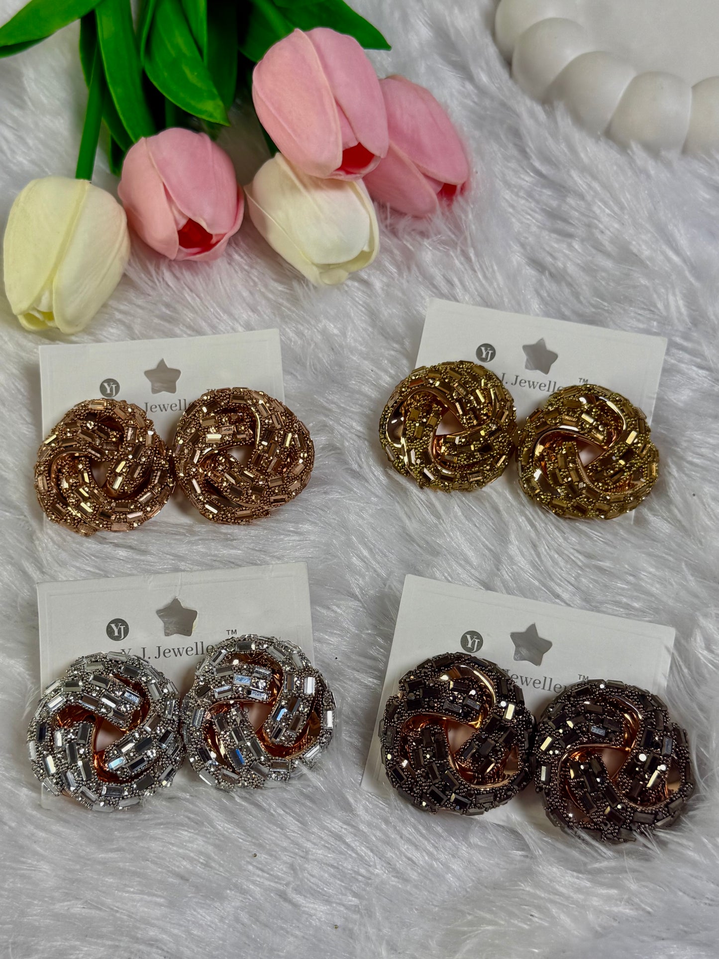 Spiral Shaped stoned earing